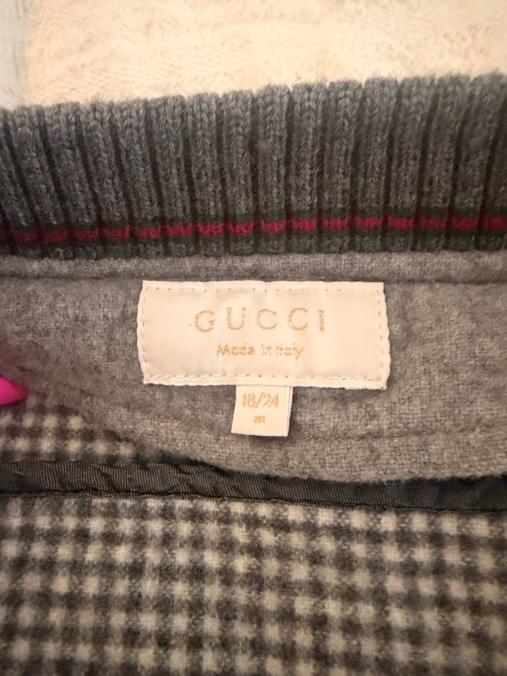 Gucci Baby Gray Wool Knit Sleeve Varsity Jacket 18/24M Made Italy - Picture 3 of 6